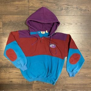 Northwest Territory | Vintage pullover 1/4 button color block hoodie Sz M